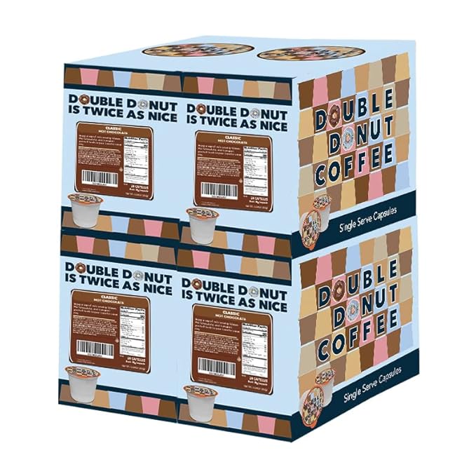 Double Donut Hot Chocolate Pods for Keurig K Cups Brewers, Single Serve Classic Hot Cocoa Pods, 96