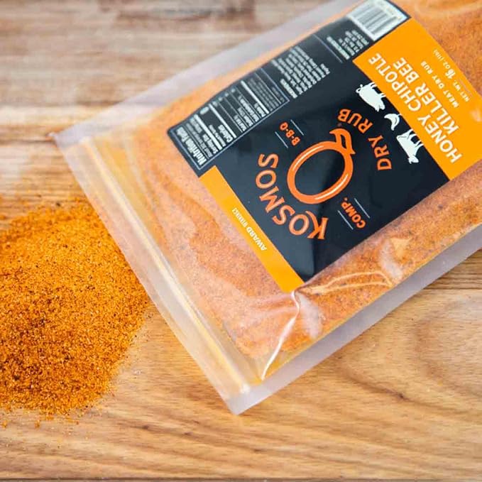 Kosmos Q Honey Chipotle Killer Bee BBQ Dry Rub, Sweet and Spicy Seasoning with Sugar, Chipotle