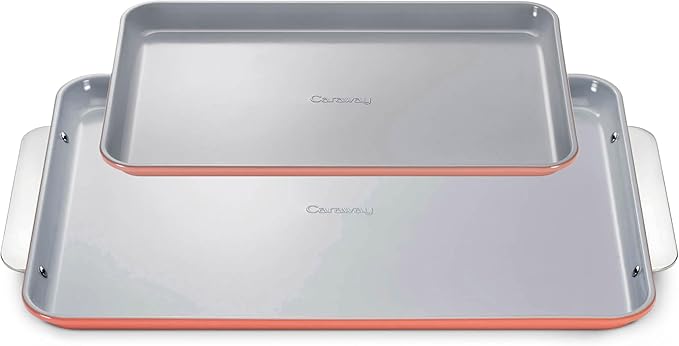 Caraway Non-Stick Ceramic Baking Sheet Duo - Naturally Slick Ceramic Coating - Non-Toxic, PTFE &