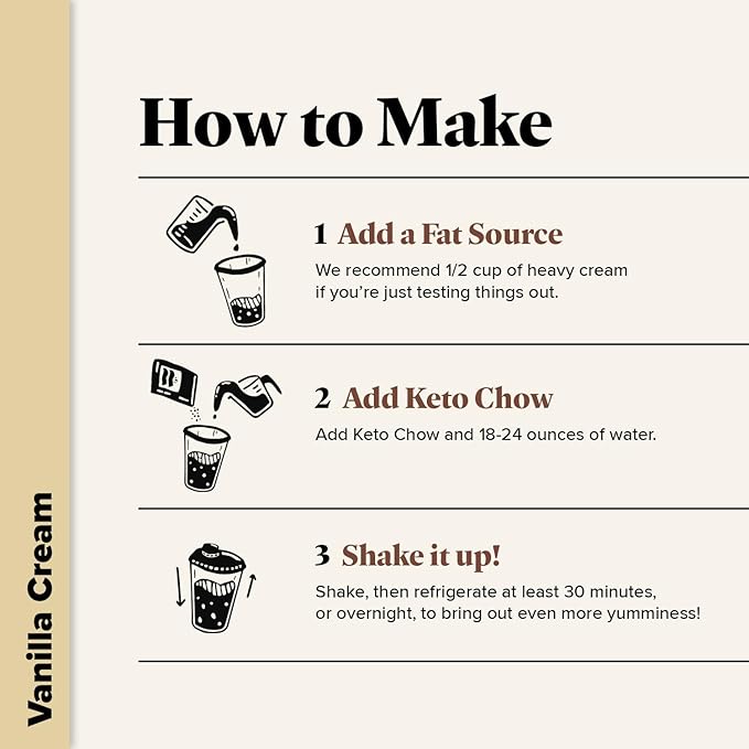Keto Chow Vanilla Cream - Keto Meal Replacement Shake Powder - Nutritionally Complete - Low Carb