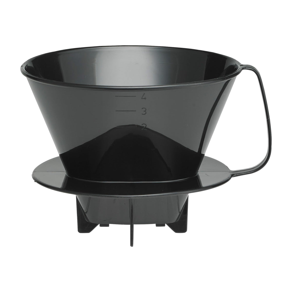 Fino Pour-Over Coffee Brewing Filter Cone, Number 4-Size, Black, Brews 8 to 12-Cups