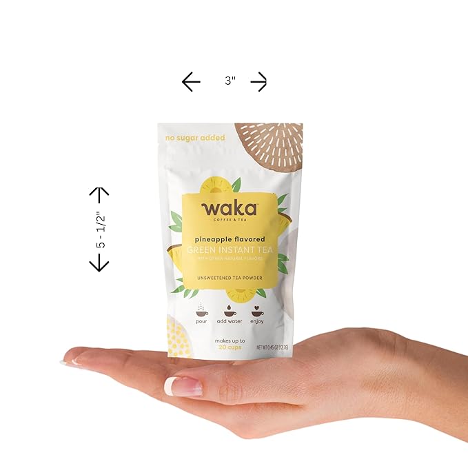 Waka Instant Green Tea Mix, Pineapple Flavored - 100% Tea Leaves, No Additives, Unsweetened