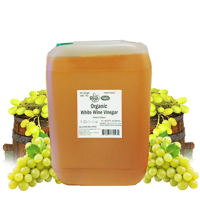 De La Rosa Organic White Wine Vinegar, Raw & Unfiltered, with the “Mother”, Kosher for Passover