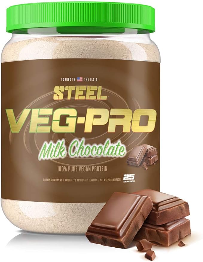 Steel Supplements Veg-PRO | Vegan Protein Powder, Milk Chocolate | 25 Servings (1.65lbs) | Protein