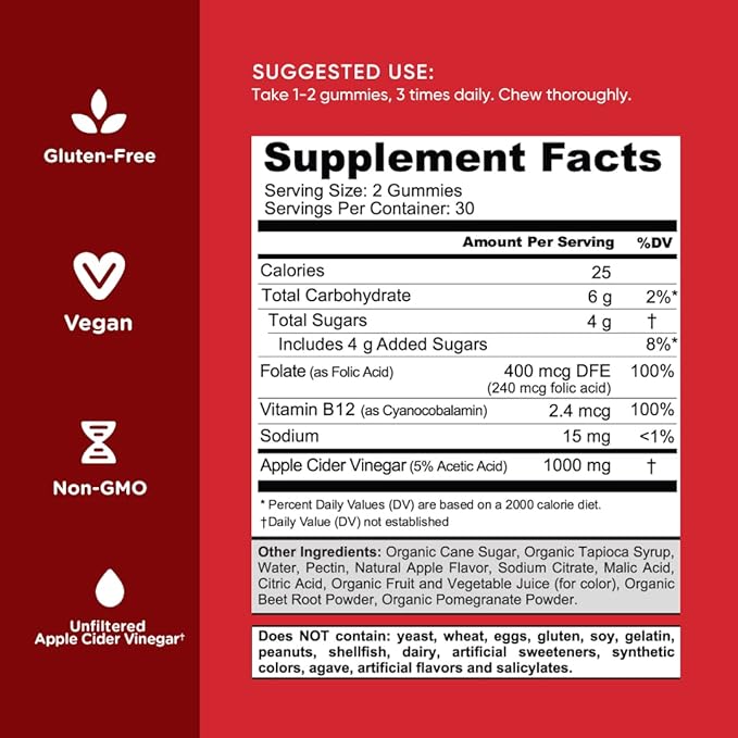 Goli Apple Cider Vinegar Gummy Vitamins - 300 Count - Vitamin B12, Gelatin-Free, Gluten-Free, Vegan