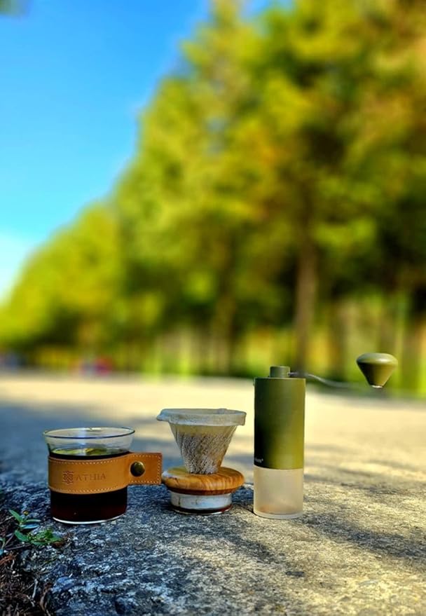 ATHIA glass pour over coffee maker set, minimalist drip coffee maker with reusable cloth filter