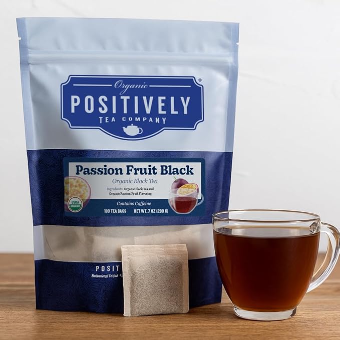Organic Positively Tea Company, Passion Fruit Black Tea Bags, 100 Count, Eco-Friendly Tea Bags