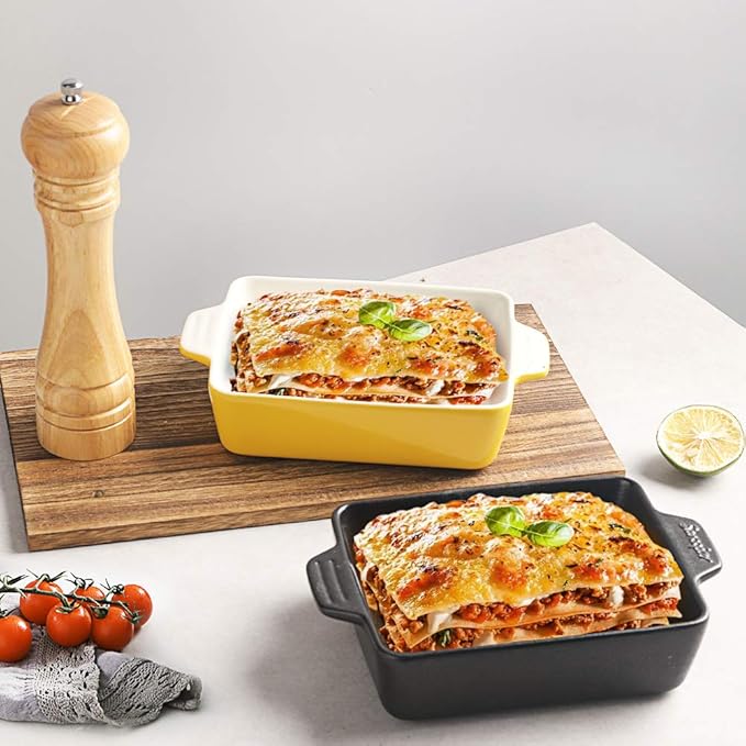 Sweejar Ceramic Baking Dish, Rectangular Small Baking Pan with Double Handles, 20 Oz for Cooking
