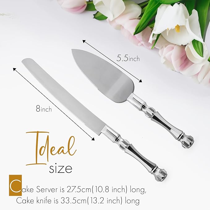 Cake Knife and Server Set, Cake Cutter and Pie Spatula, Cake Server and Knife Set with Acrylic