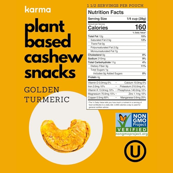 Whole 30 Variety Pack Cashews by Karma Nuts, Whole, Roasted, Vegan, Zero Sugar, Non GMO, Gluten