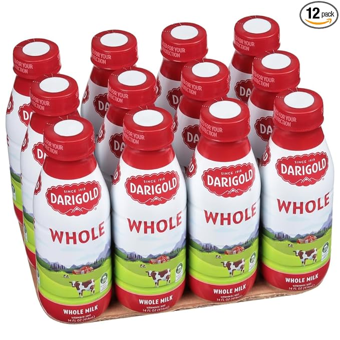 Darigold Shelf Stable Whole Milk with 12 Essential Nutrients, 15g Protein, rsBT Free - 14oz, 12