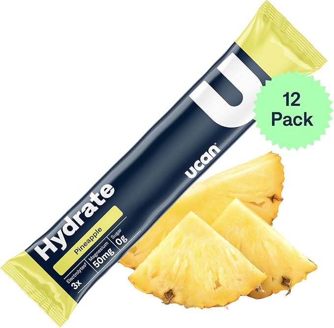 UCAN Hydrate Electrolyte Drink Mix (Pineapple, 12 Stickpacks) Sugar-Free, Keto-Friendly, Vegan