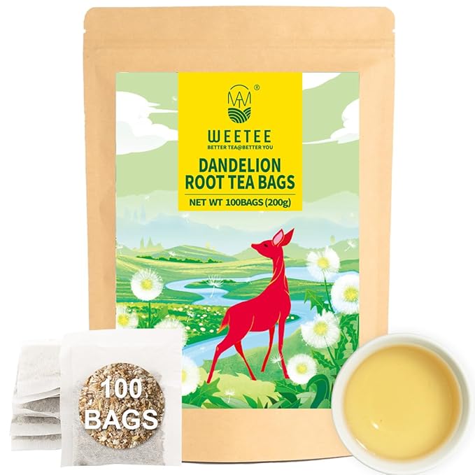 WT WEETEE Raw Dandelion Root Tea Bags, 100 Count Premium Dandelion Tea, Natural, Unprocessed