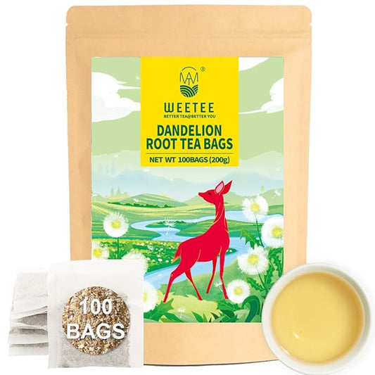 WT WEETEE Raw Dandelion Root Tea Bags, 100 Count Premium Dandelion Tea, Natural, Unprocessed