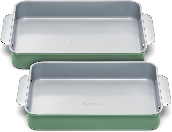 Caraway Non-Stick Ceramic 9”x13” Rectangle Pan Duo - Naturally Slick Ceramic Coating - Non-Toxic