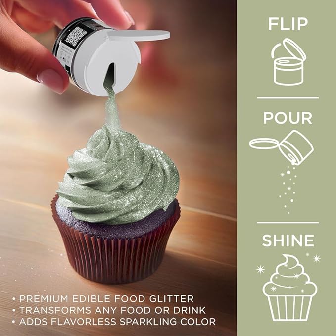 Bakell - Olive Green Tinker Dust (5g, 1x Jar) Edible Glitter for Food, Desserts, and Beverages!