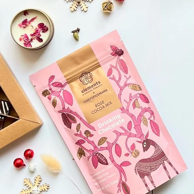 Elements Truffles Rose Essential Oil Hot Chocolate - Heavy Metal Tested- All-Natural, Handmade Hot