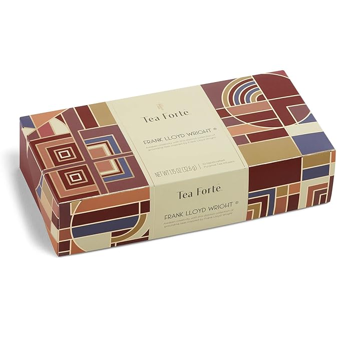 Tea Forte Frank Lloyd Wright Petite Presentation Box Tea Gift Set Sampler, 10 Count, 2 of Each