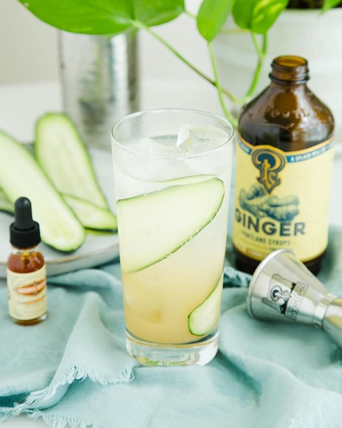 Portland Syrups Authentic Ginger Syrup - Intense Ginger Flavor with Slightly Hot Finish - Beverage