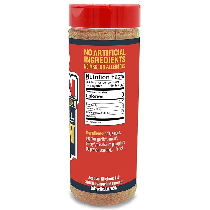 Original Cajun Seasoning - 16 oz Jar, Low Sodium, No MSG, All Natural - Authentic Louisiana Spice