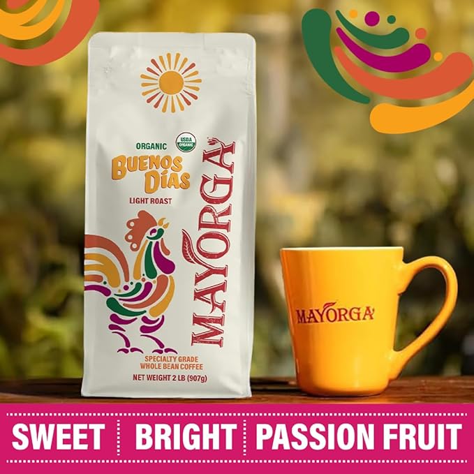 Mayorga Organic Coffee 2lb Buenos Dias - Light Roast Whole Bean Coffee Specialty Grade, 100%