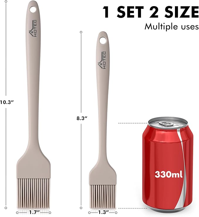 HOTEC Basting Brushes Silicone Heat Resistant Pastry Brushes Spread Oil Butter Sauce Marinades for