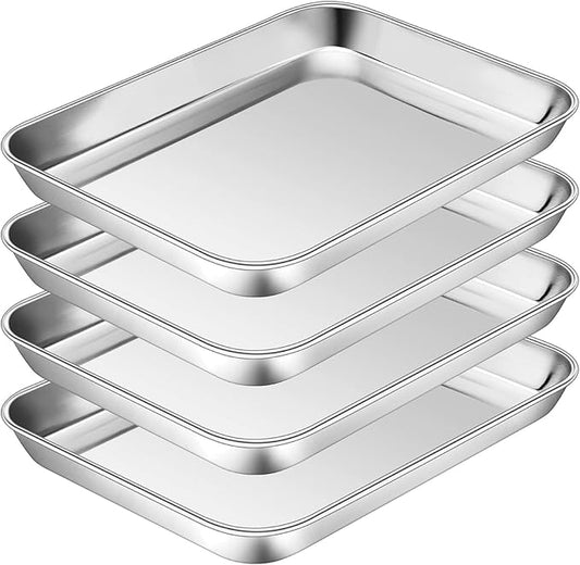 P&P CHEF 10.5 Inch Baking Cookie Sheet, Oven Pan Tray Stainless Steel Sheet Pan for Kitchen, Oven