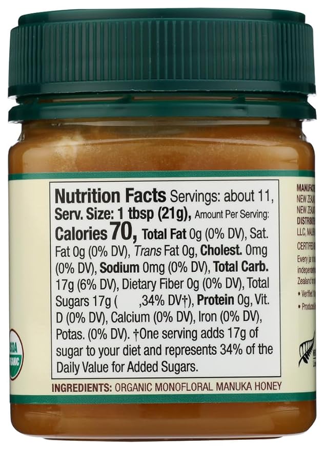 Wedderspoon Raw Premium USDA Certified Organic Manuka Honey, 100+ MGO, 8.8 Oz, Unpasteurized New
