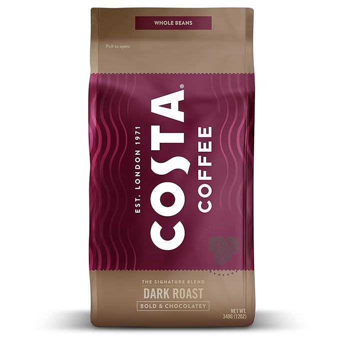 Costa Coffee Whole Bean Coffee, Signature Blend Dark Roast, 12oz each, Rainforest Alliance Certified