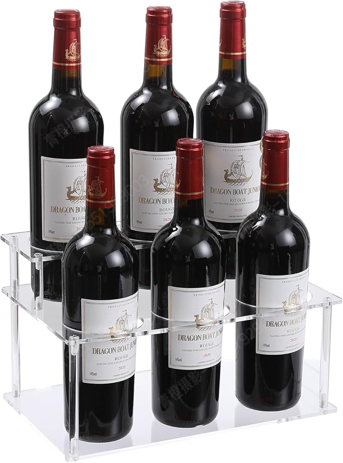 IEEK Coffee Syrup Rack,2 Tier Clear Acrylic Coffee Syrup Organizer with anti slip padfor Coffee