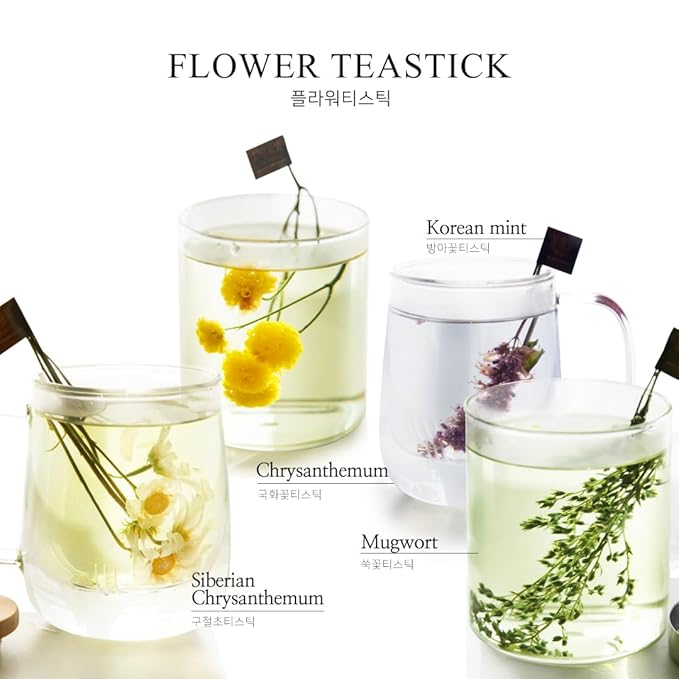 KKOKDAM Fancy Korean Tea Gift Set – Premium Flower Tea Stick Variety Pack - 5 Loose Leaf Blooming