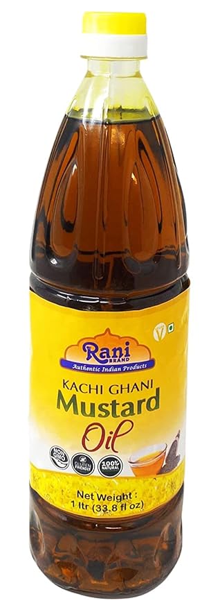 Rani Mustard Oil (Kachi Ghani) 33.8 Ounce (1 Liter) Pack of 12, NON-GMO | Gluten Free | Vegan |