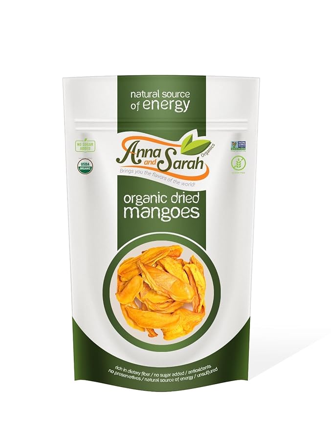 Anna and Sarah Dried Organic Mango, No Sugar Added, No Preservatives, Al-Natural, Premium Quality