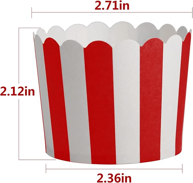 50-Pack Muffin Cups Baking Paper Cup Cupcake Muffins Liners Red and White Stripes Baking Cups