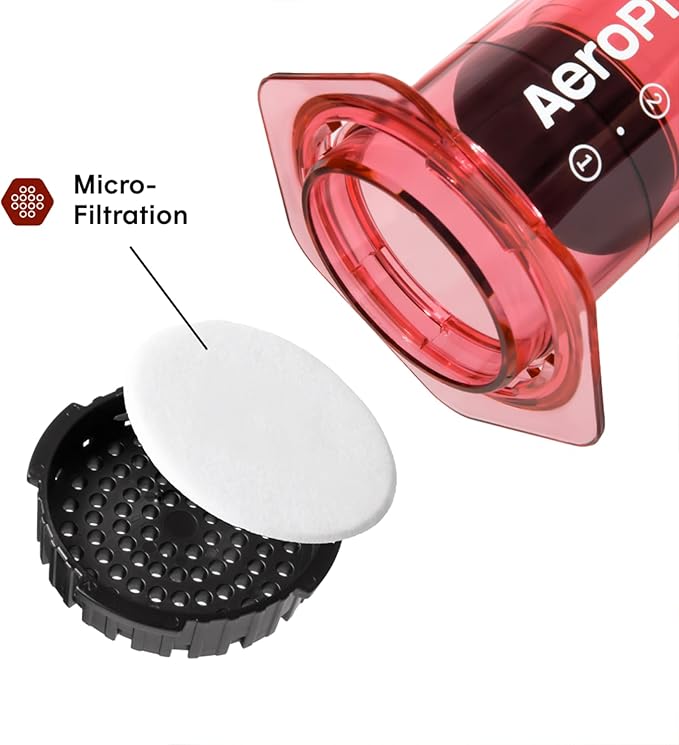 AeroPress Clear Red Coffee Press – 3 In 1 Brew Method Combines French Press, Pourover, Espresso