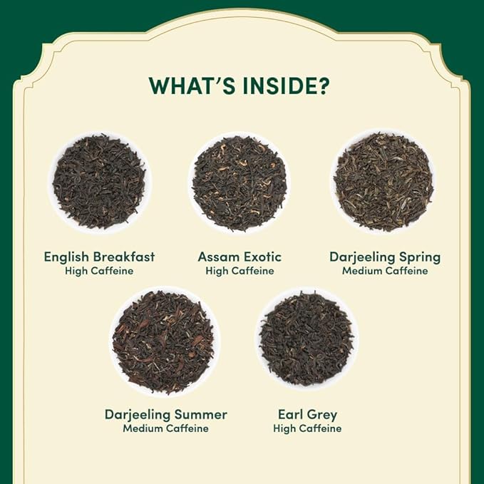 VAHDAM, Assorted Black Tea Bags Sampler (5 Flavors, 20 Ecofriendly Pyramid Tea bags) I Gift Ideas