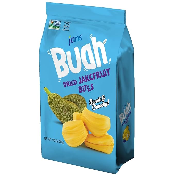 Jans Buah Dried Jackfruit Chips 7.05 oz (Pack of 6) Jack Fruit Chips ??Real Fruit Snack