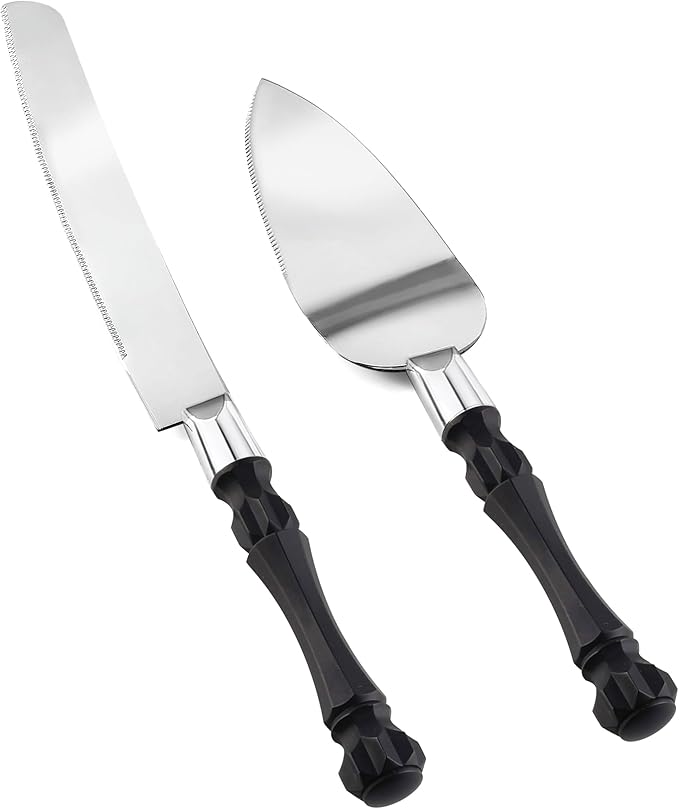Homi styles Black Cake Knife and Server Set, Cake Cutter and Pie Spatula, Cake Server and Knife Set