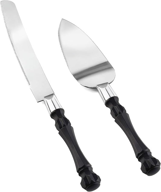 Homi styles Black Cake Knife and Server Set, Cake Cutter and Pie Spatula, Cake Server and Knife Set