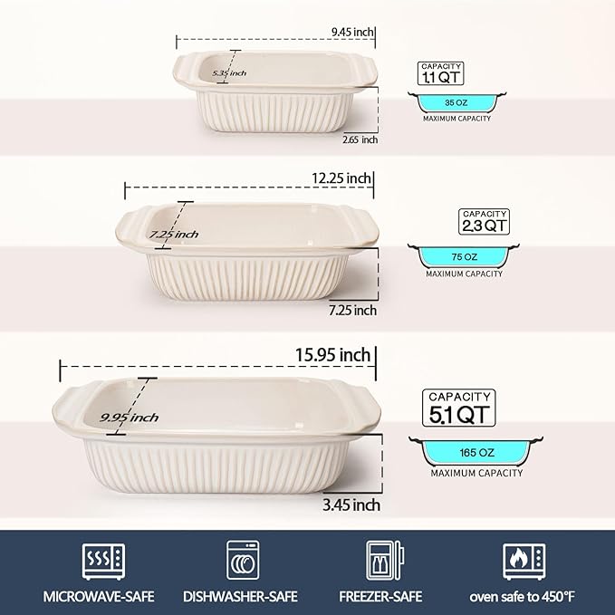 Artena Casserole Dishes For Oven, Ceramic Baking Dish, Large Lasagna Pan With Handles, Baking Pan