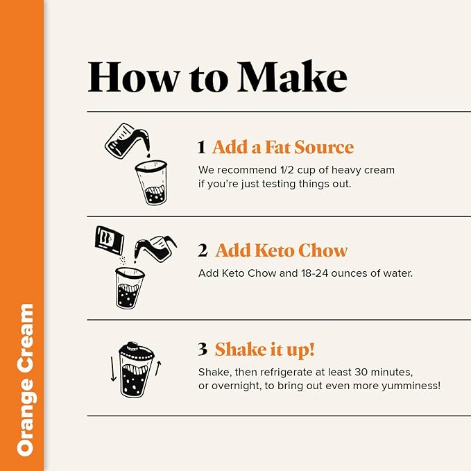 Keto Chow Orange Cream - Keto Meal Replacement Shake Powder - Nutritionally Complete - Low Carb
