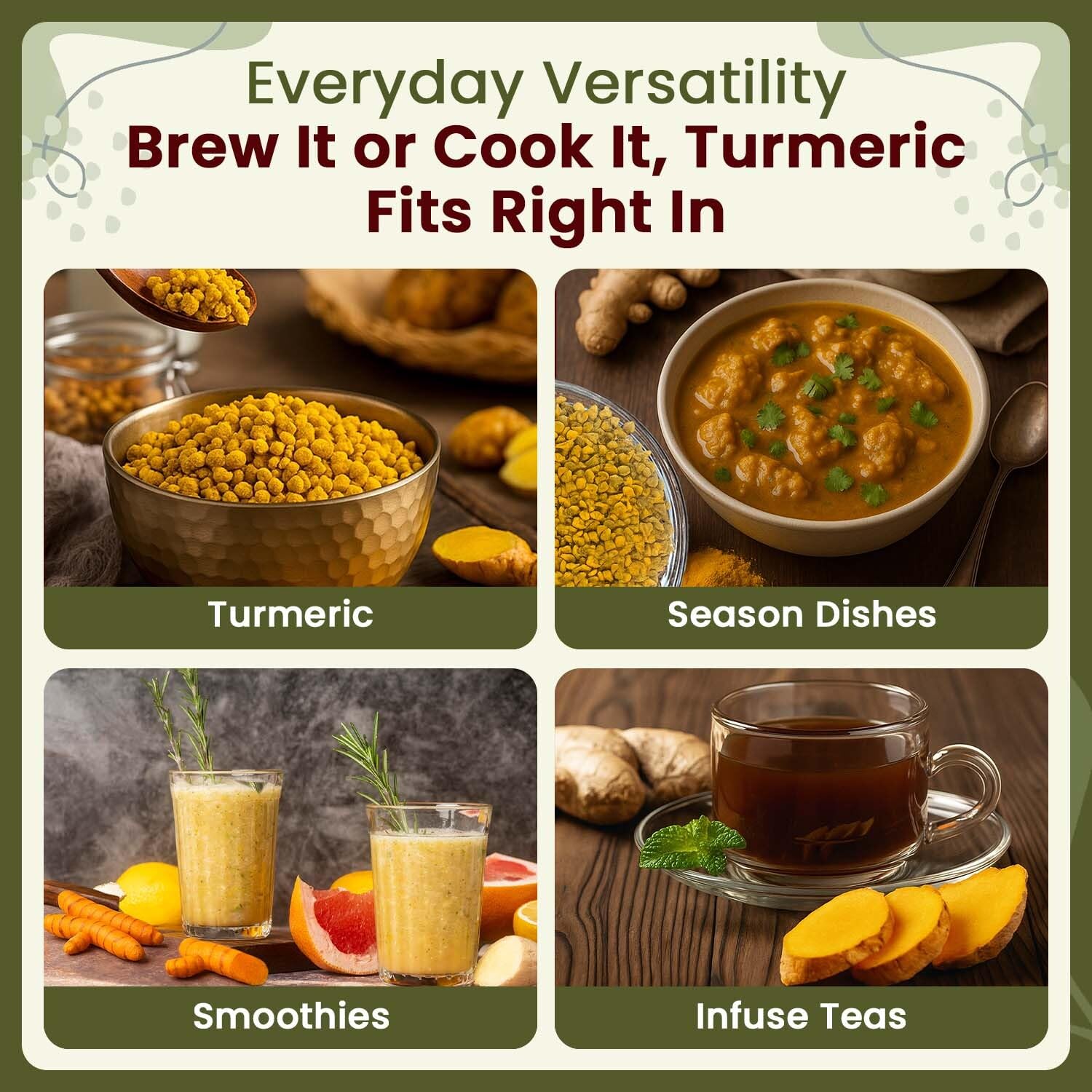 Organic Turmeric Root Cut & Sifted Herbal Tea – USDA Organic, Vegan, Non-GMO & Gluten Free Dried