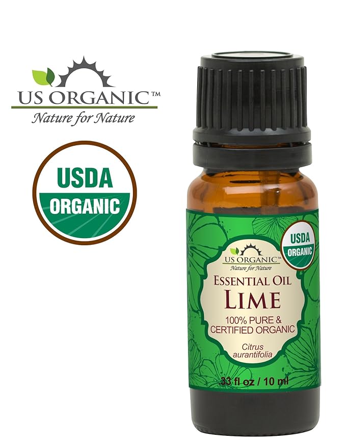 US Organic Lime Essential Oil - Certified Organic, Steam Distilled - W/Euro droppers (More Size