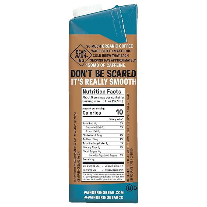 Wandering Bear Organic Cold Brew Coffee, Variety Pack, 32 fl oz (3pk - Vanilla, Caramel, Mocha)