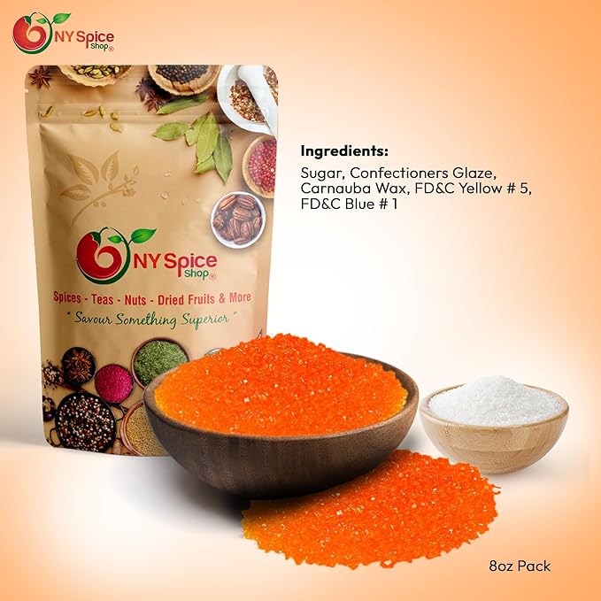 NY Spice Shop Orange Sanding Sugar - 3 Pound Sweet Colorful Edible Sprinkles For Candy Dish - Sugar