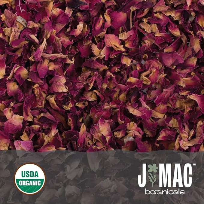 J MAC BOTANICALS Organic Rose Petals, (16 oz - Bulk 1 Pound) Certified USDA Organic, edible