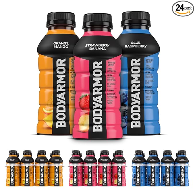 BODYARMOR Sports Drink Variety Pack, Coconut Water Hydration, Natural Flavors w Vitamins, Potassium