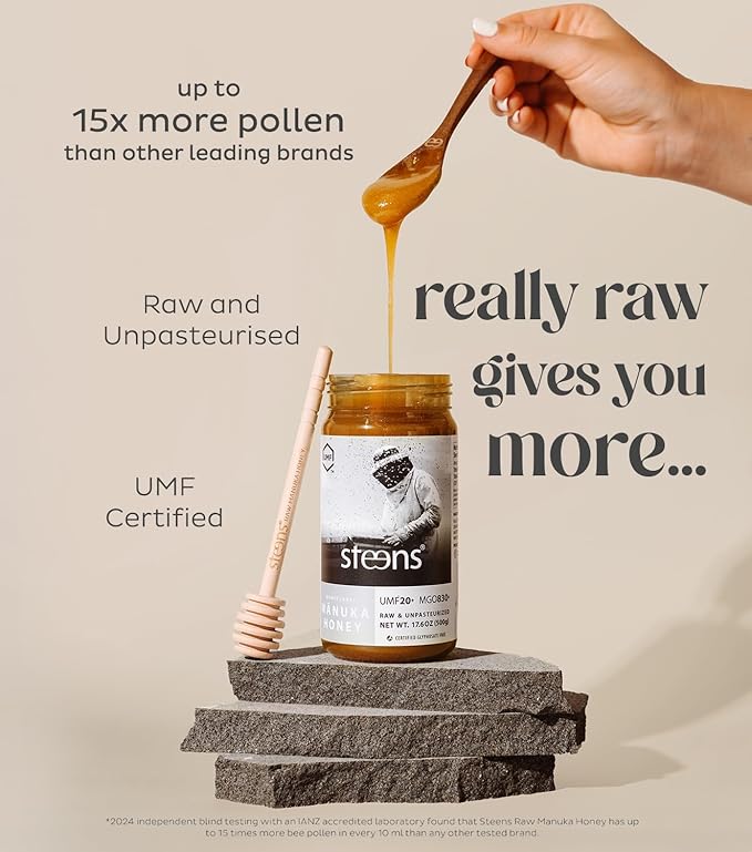 Steens Manuka Honey - MGO 830+ - Pure & Raw 100% Certified UMF 20+ Manuka Honey - Bottled and