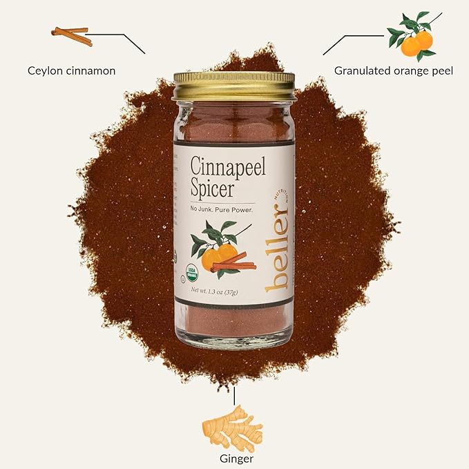 Beller Nutrition Cinnapeel Spicer | Organic Ceylon Cinnamon Powder Blend with Ginger & Orange Peel