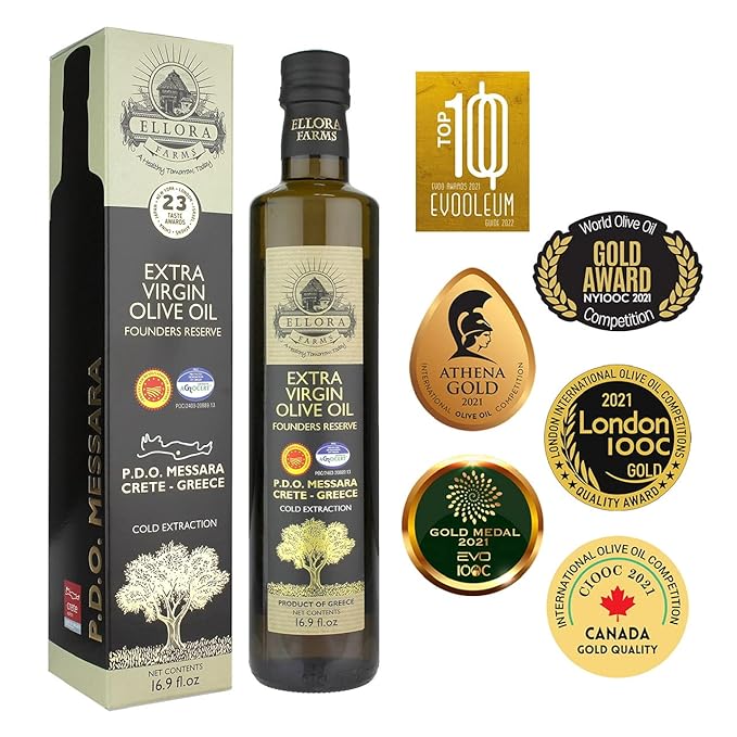 Ellora Farms, Greek Extra Virgin Olive Oil, Certified Single Estate, First Cold Press, Bottle Gift